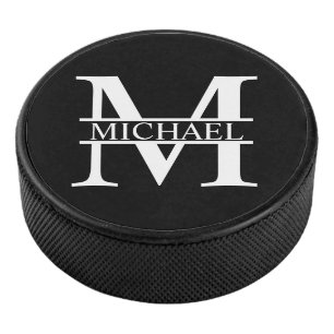 Personalisiertes Monogramm und Name Eishockey Puck
