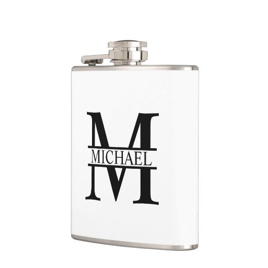 Personalisiertes Monogramm und Name Flachmann (Links)