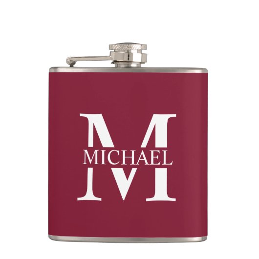 Personalisiertes Monogramm und Name Flachmann (Vorderseite)