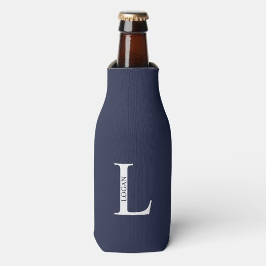 Personalisiertes Monogramm und Name Flasche Cooler Flaschenkühler (Flaschenvorderseite)
