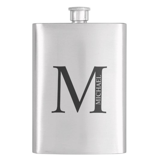 Personalisiertes Monogramm und Name Flask Flachmann (Vorderseite)