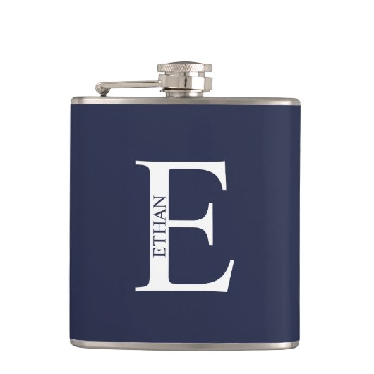 Personalisiertes Monogramm und Name Flask Flachmann (Vorderseite)