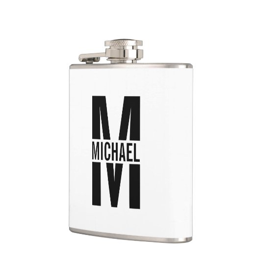 Personalisiertes Monogramm und Name Flask Flachmann (Links)