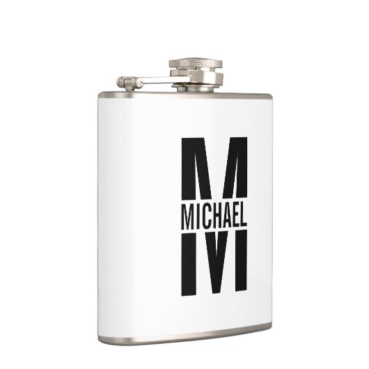 Personalisiertes Monogramm und Name Flask Flachmann (Rechts)