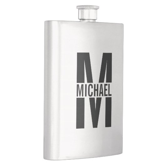 Personalisiertes Monogramm und Name Flask Flachmann (Rechts)