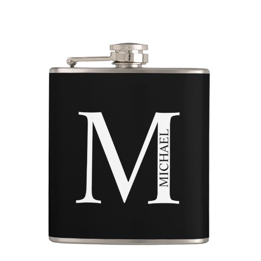 Personalisiertes Monogramm und Name Flask Flachmann (Vorderseite)