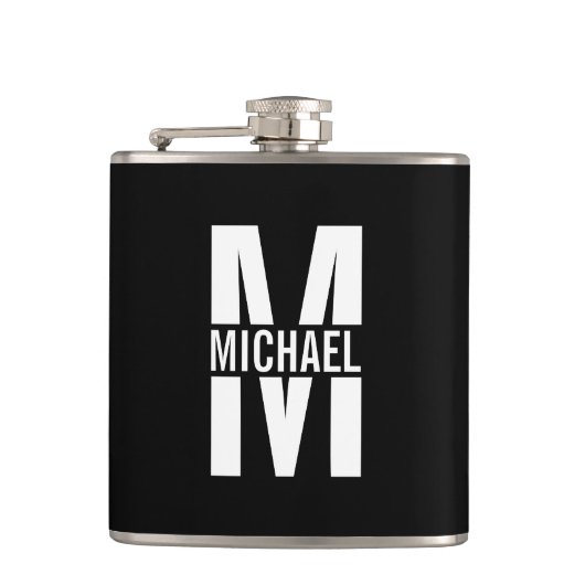 Personalisiertes Monogramm und Name Flask Flachmann (Vorderseite)
