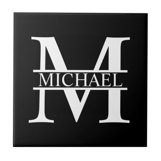 Personalisiertes Monogramm und Name Fliese (Vorderseite)
