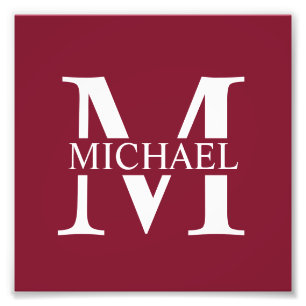 Personalisiertes Monogramm und Name Fotodruck
