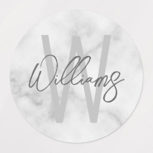 Personalisiertes Monogramm und Name für das weiße Etiketten