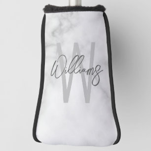 Personalisiertes Monogramm und Name für das weiße  Golf Headcover