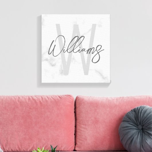 Personalisiertes Monogramm und Name für das weiße  Leinwanddruck (Insitu (Wohnzimmer))