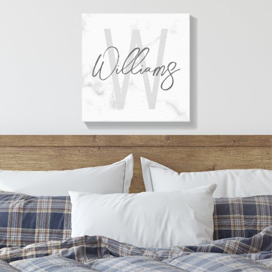 Personalisiertes Monogramm und Name für das weiße Leinwanddruck (Insitu (Schlafzimmer))