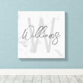 Personalisiertes Monogramm und Name für das weiße Leinwanddruck (Insitu (Holzboden))