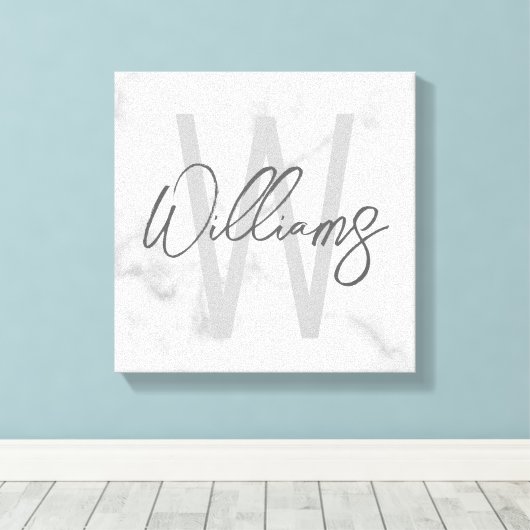 Personalisiertes Monogramm und Name für das weiße  Leinwanddruck (Insitu (Holzboden))
