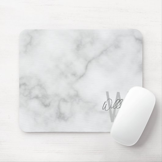 Personalisiertes Monogramm und Name für das weiße  Mousepad (Mit Mouse)