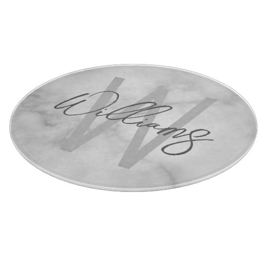 Personalisiertes Monogramm und Name für das weiße  Schneidebrett (Ecke)