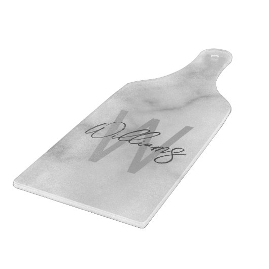 Personalisiertes Monogramm und Name für das weiße  Schneidebrett (Ecke)