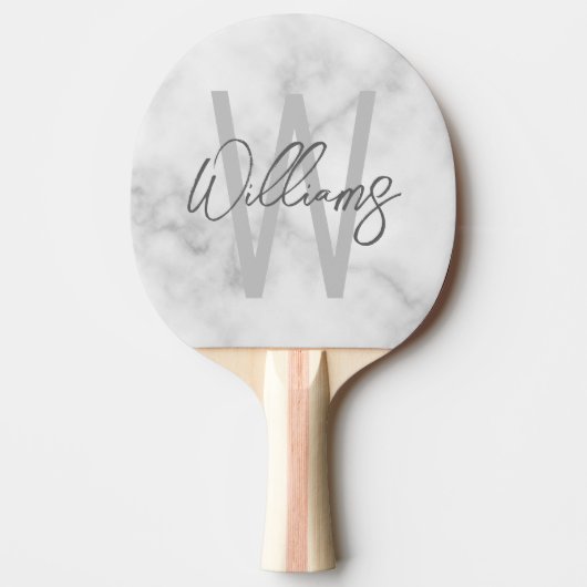Personalisiertes Monogramm und Name für das weiße Tischtennis Schläger (Vorderseite)