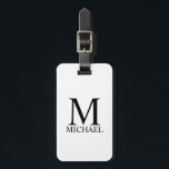 Personalisiertes Monogramm und Name Gepäckmarke Gepäckanhänger<br><div class="desc">Personalisiert Monogram und Name Gift verfügen über personalisierte Monogramm und Namen im schwarzen klassischen Serif-Schriftart-Stil auf weißem Hintergrund. Perfekt als Urlaubsgeschenk,  Vatertagsgeschenk,  Wiedersehen-Favoriten,  Dankeschön für Trauzeugen und Geschenk für alle besondere Anlässe.</div>