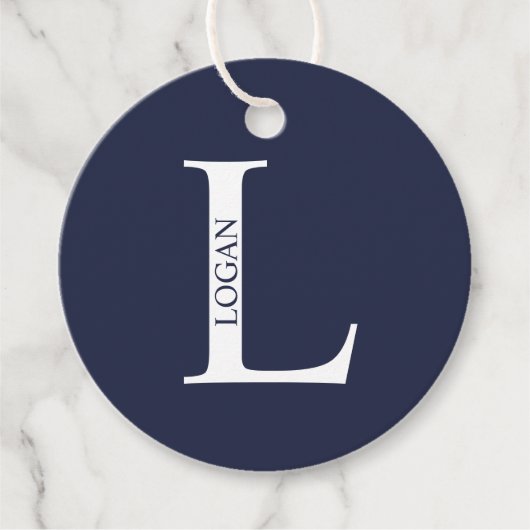Personalisiertes Monogramm und Name Geschenkanhänger (Vorderseite)