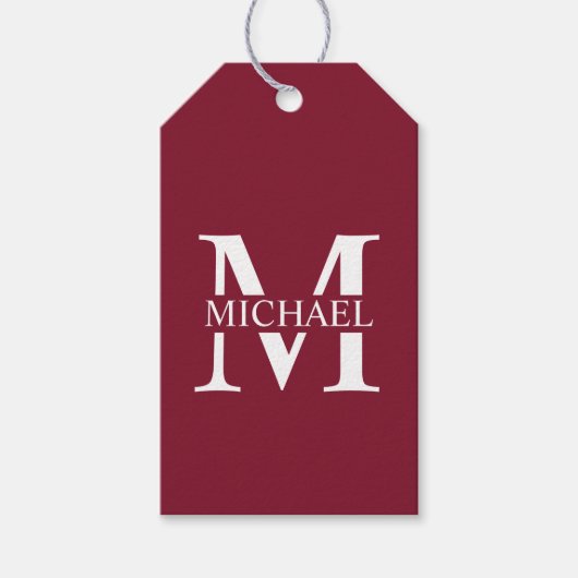 Personalisiertes Monogramm und Name Geschenkanhänger (Vorderseite)