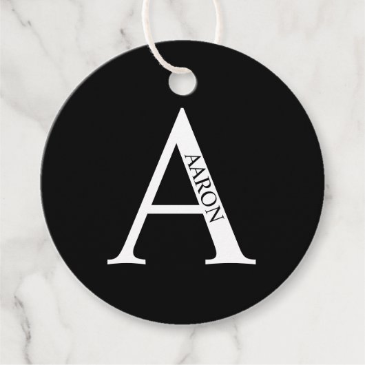 Personalisiertes Monogramm und Name Geschenkanhänger (Vorderseite)