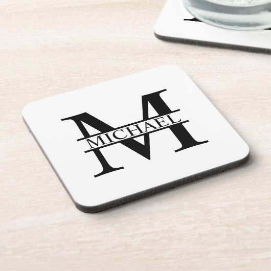 Personalisiertes Monogramm und Name Getränkeuntersetzer (Linke Seite)