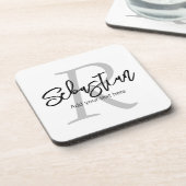 Personalisiertes Monogramm und Name Getränkeuntersetzer (Linke Seite)