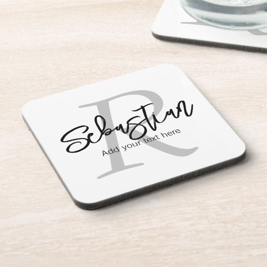 Personalisiertes Monogramm und Name Getränkeuntersetzer (Linke Seite)