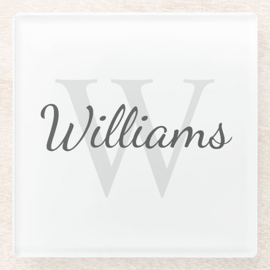Personalisiertes Monogramm und Name Glasuntersetzer (Vorderseite)