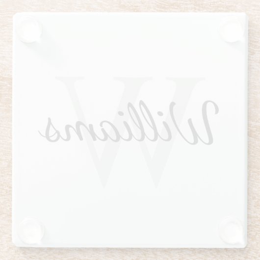 Personalisiertes Monogramm und Name Glasuntersetzer (Rückseite)