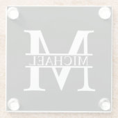 Personalisiertes Monogramm und Name Glasuntersetzer (Rückseite)