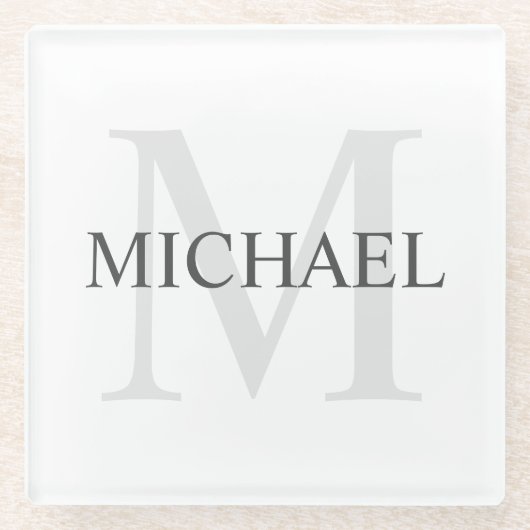 Personalisiertes Monogramm und Name Glasuntersetzer (Vorderseite)