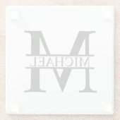 Personalisiertes Monogramm und Name Glasuntersetzer (Rückseite)