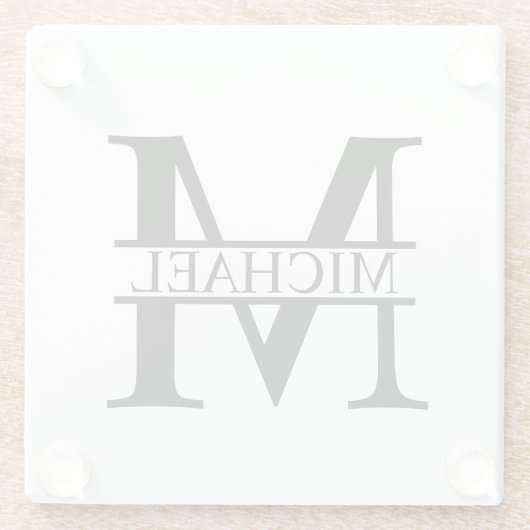 Personalisiertes Monogramm und Name Glasuntersetzer (Rückseite)
