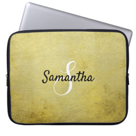 Personalisiertes Monogramm und Name Gold Foil Laptopschutzhülle