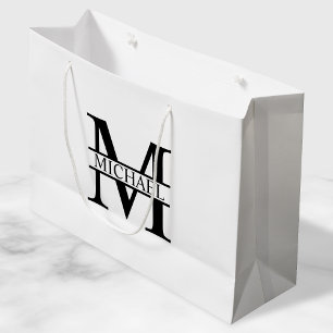 Personalisiertes Monogramm und Name Große Geschenktüte