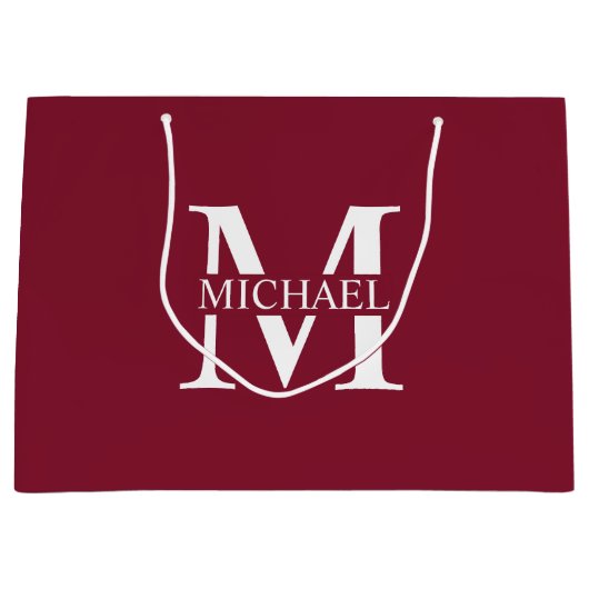 Personalisiertes Monogramm und Name Große Geschenktüte (Vorderseite)