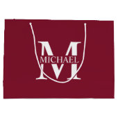 Personalisiertes Monogramm und Name Große Geschenktüte (Rückseite)