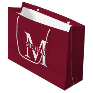 Personalisiertes Monogramm und Name Große Geschenktüte