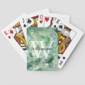 Personalisiertes Monogramm und Name Grünes Wasser Spielkarten (Rückseite)