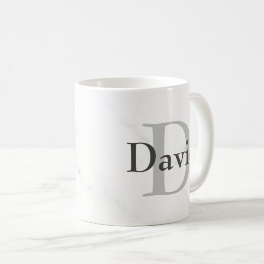 Personalisiertes Monogramm und Name im Marmorstil Kaffeetasse (VorderseiteRechts)