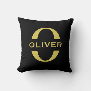 Personalisiertes Monogramm und Name in Schwarz und Kissen