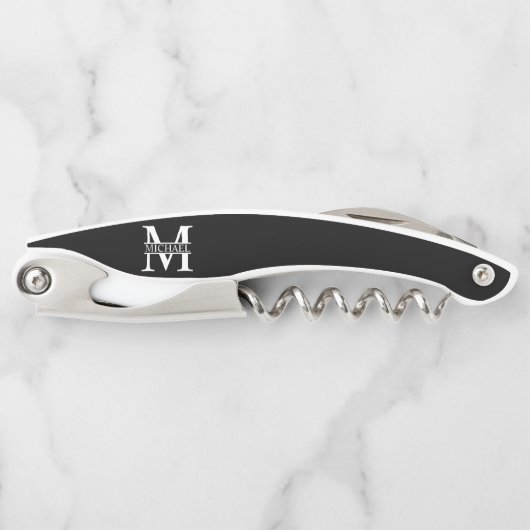 Personalisiertes Monogramm und Name Kellerschraube Kellnermesser (Vorderseite)