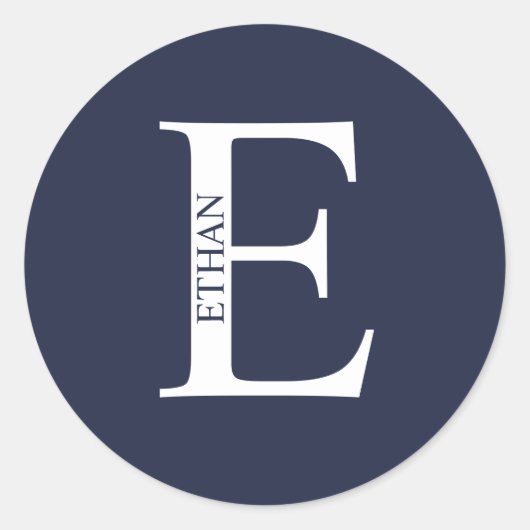 Personalisiertes Monogramm und Name Klassischer ru Runder Aufkleber (Vorderseite)
