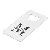 Personalisiertes Monogramm und Name Kreditkarten Flaschenöffner (Vorderseite Schrägansicht)