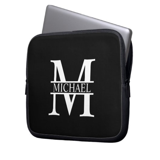 Personalisiertes Monogramm und Name Laptopschutzhülle (Vorderseite Links)