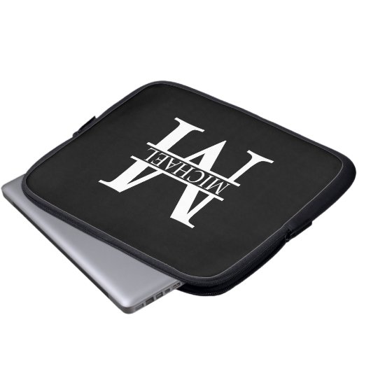 Personalisiertes Monogramm und Name Laptopschutzhülle (Vorne Knopf)