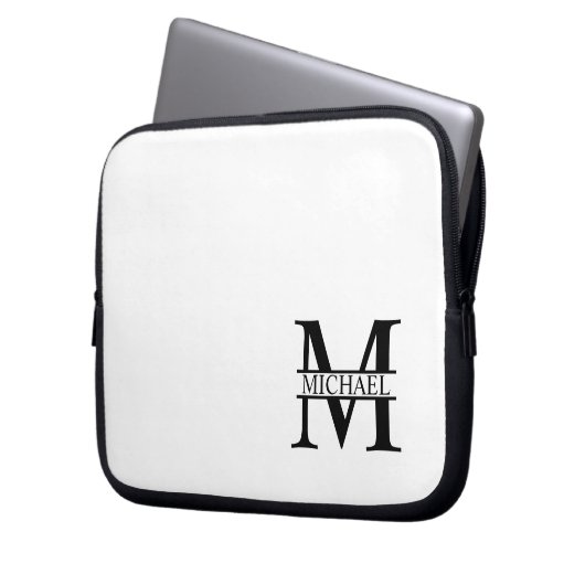 Personalisiertes Monogramm und Name Laptopschutzhülle (Vorderseite Links)
